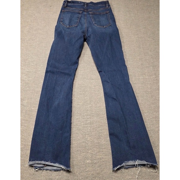 LOFT Dark Blue Flare Jeans Raw Hem 24 - Picture 2 of 6